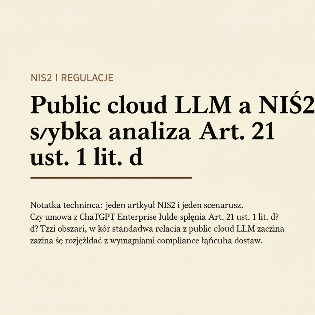 Public cloud LLMs and NIS2: a quick read of Article 21(1)(d)
