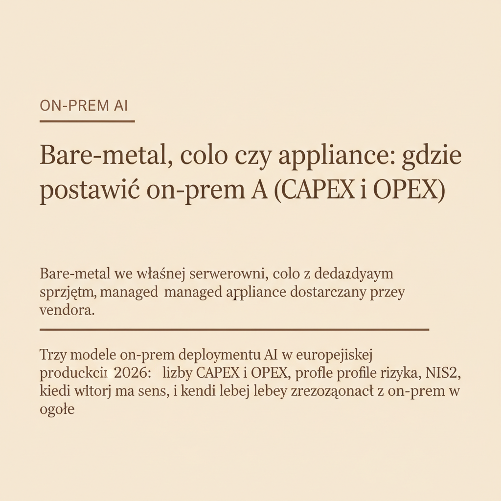 Bare-metal, colocation, or appliance: where to put on-prem AI (CAPEX and OPEX)